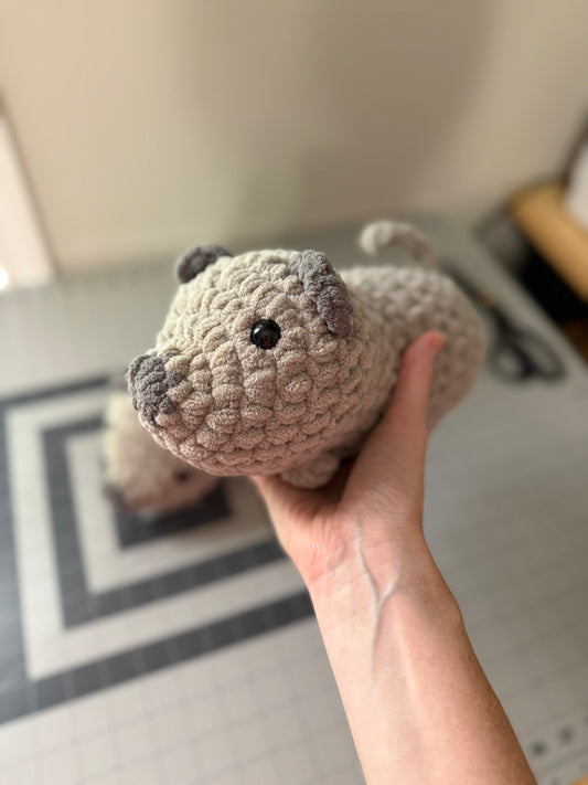Gray Pig Crochet Plushie