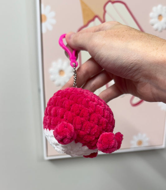 Pink Whale Plushie Keychain