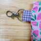 Pink Strawberries Quilted Keychain Wallet Pouch