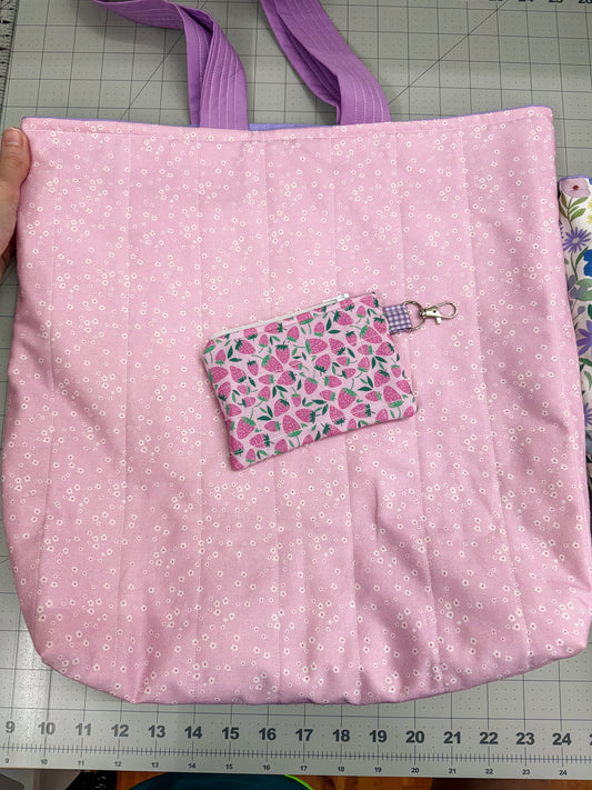 Charlotte Quilted Tote Pink & Purple Ditsy Floral