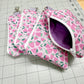 Pink Strawberries Quilted Keychain Wallet Pouch