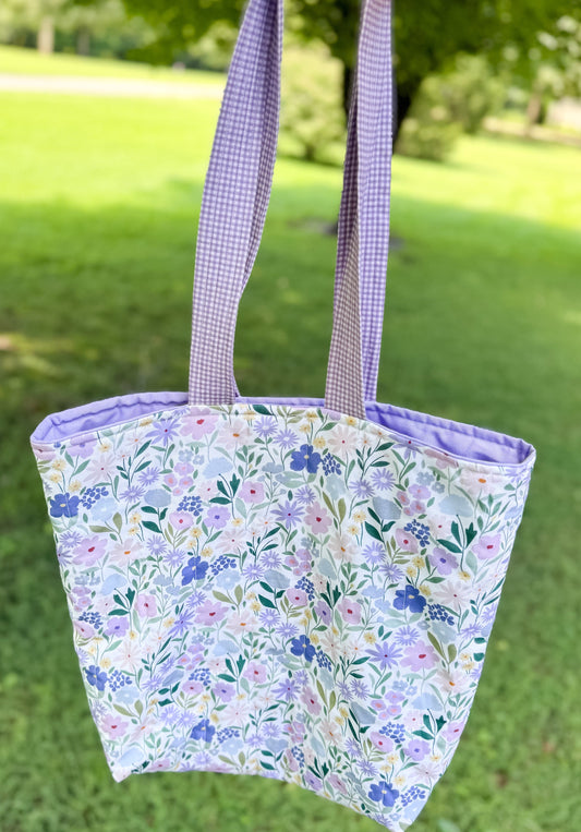 Charlotte Quilted Tote Purple Wildflower