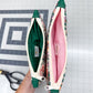 Vintage Quilted Flat Pouch Green Rose