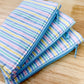 Vintage Quilted Flat Pouch Beach Stripes