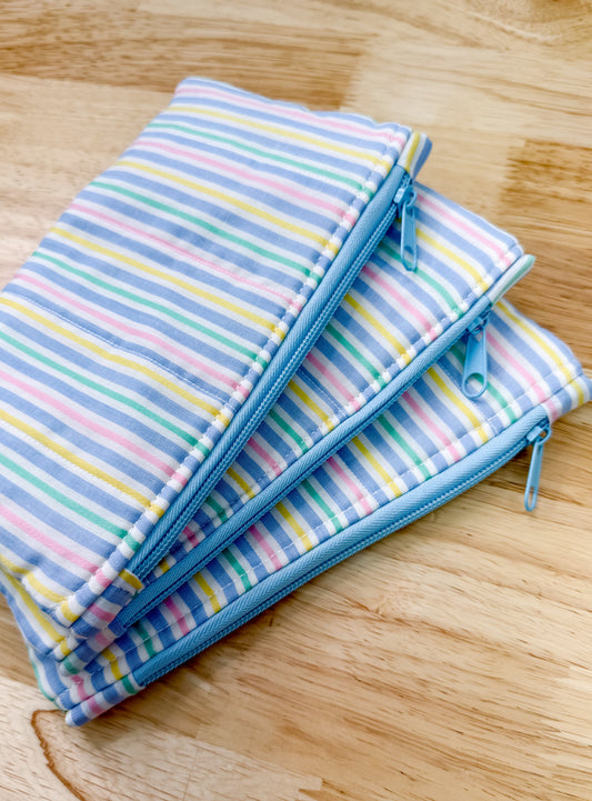 Vintage Quilted Flat Pouch Beach Stripes