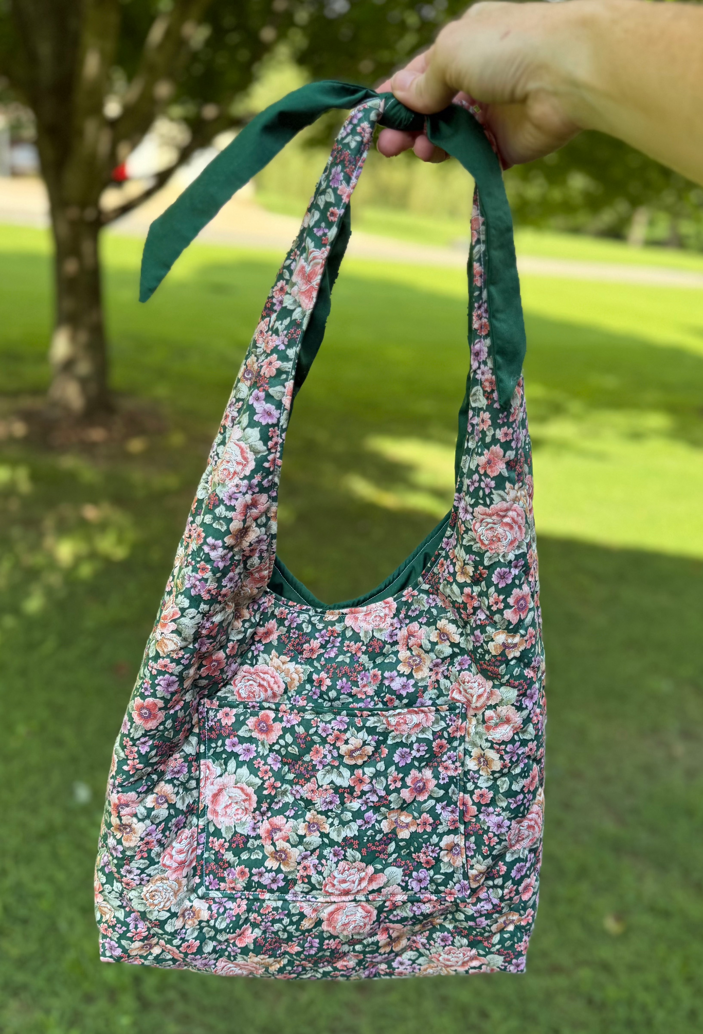 Gigi Quilted Slouchy Bag Hunter Green Rose