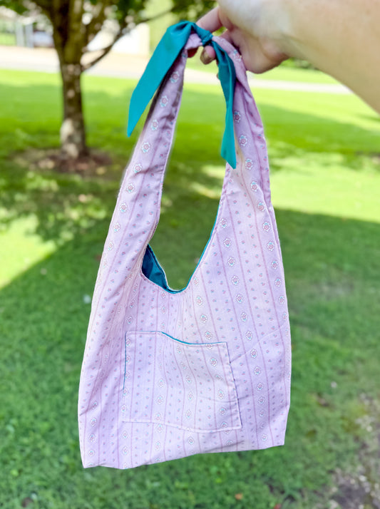 Gigi Large Slouchy Bag Green Victorian Stripes