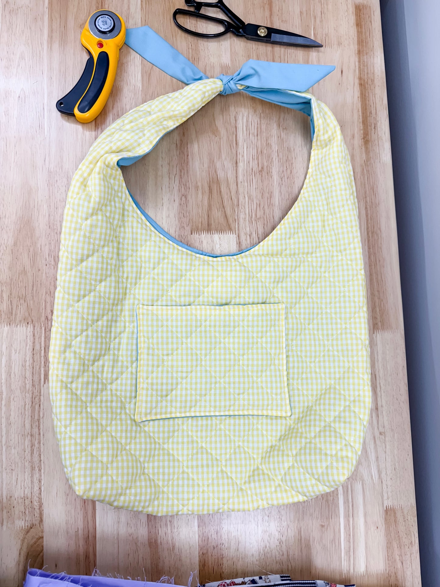 Gigi Quilted Slouchy Bag Yellow Checkered