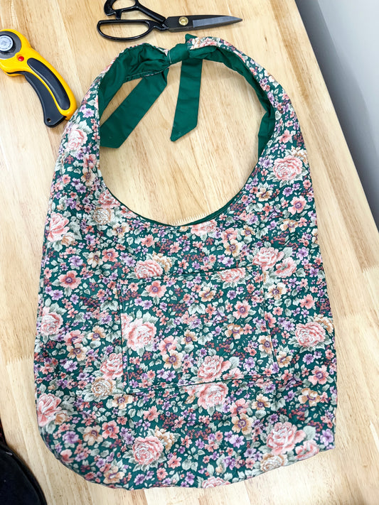 Gigi Quilted Slouchy Bag Hunter Green Rose
