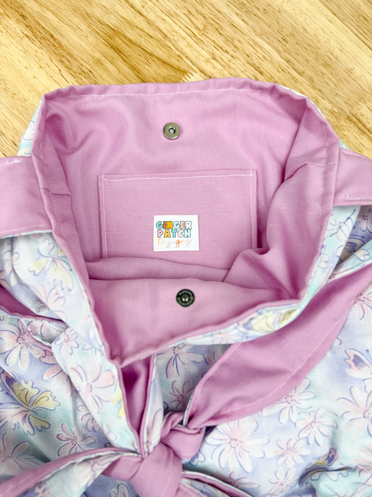 Nana Adjustable Tote Bag Purple Butterfly Watercolor
