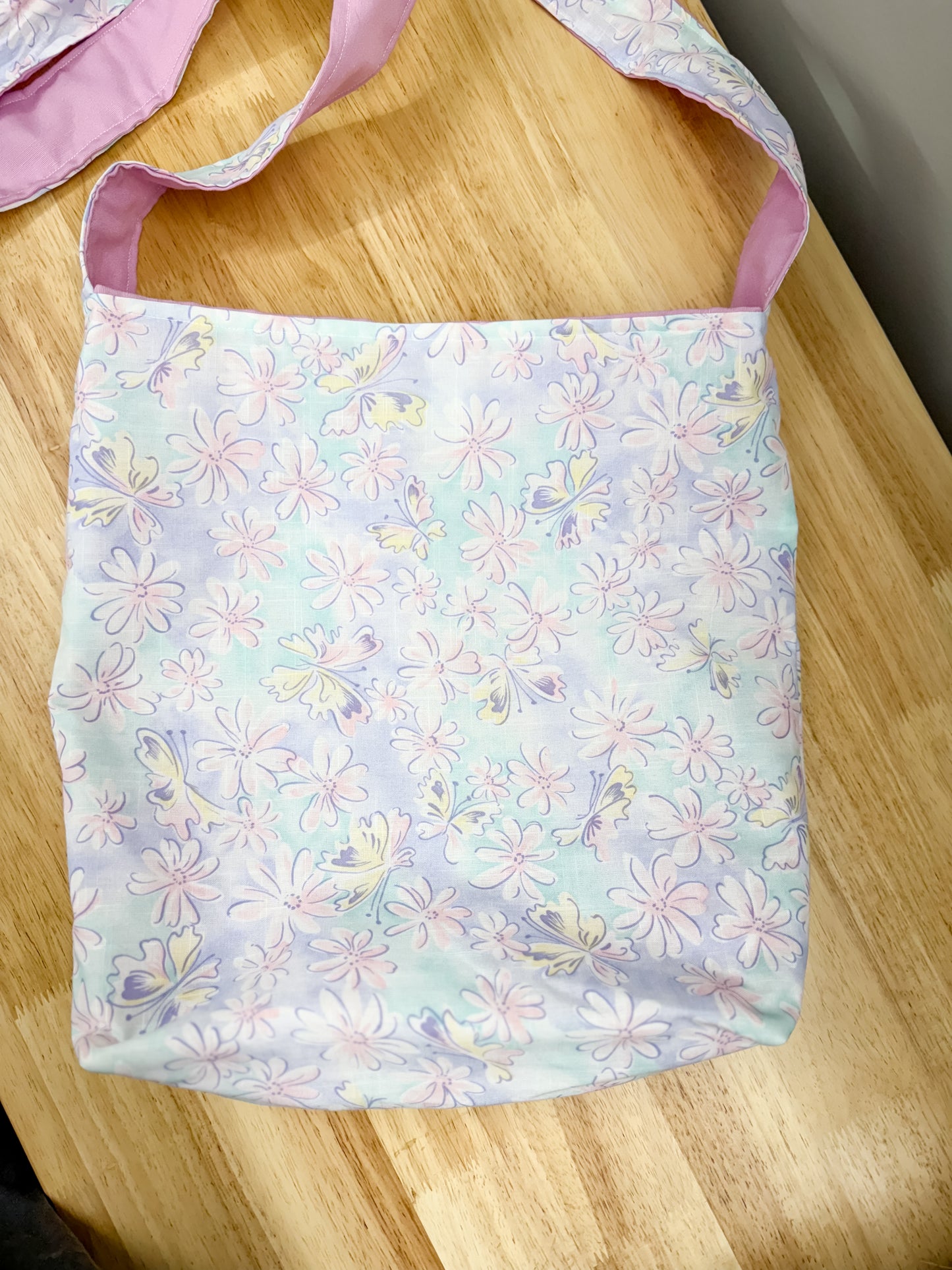 Nana Adjustable Tote Bag Purple Butterfly Watercolor