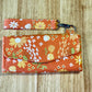 Orange Floral Clutch Wallet with Keychain