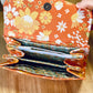 Orange Floral Clutch Wallet with Keychain