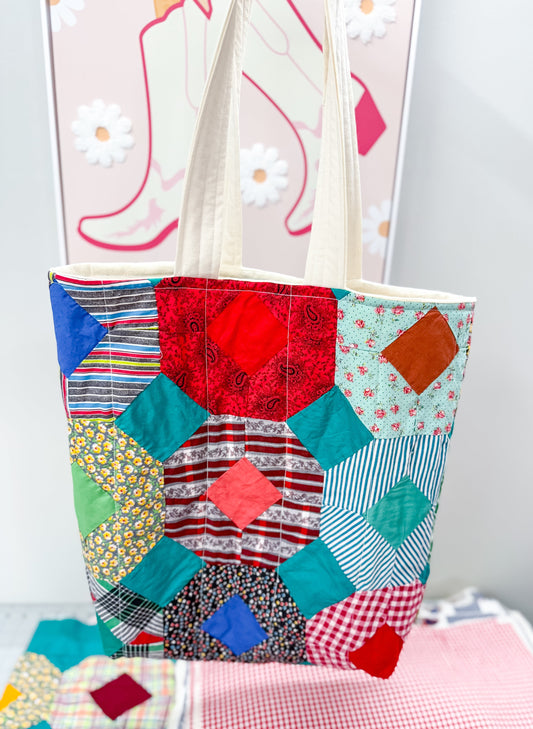 Charlotte Quilted Tote Vintage Octagon 2