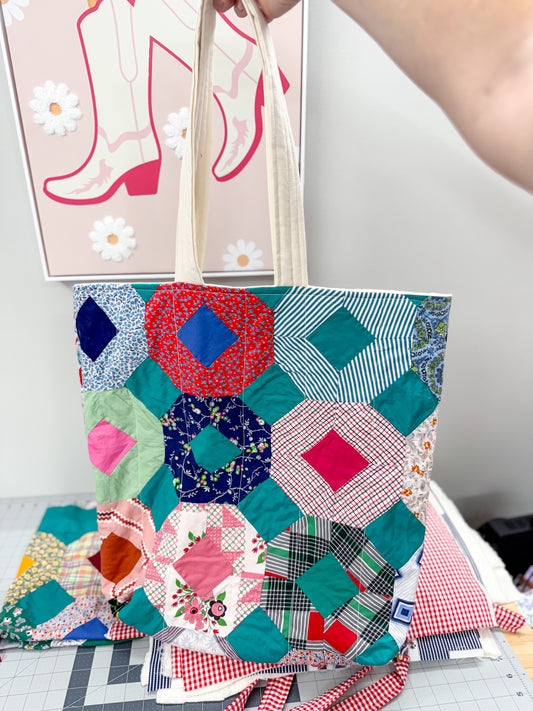 Charlotte Jumbo Quilted Tote Vintage Octagon 3