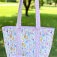 Boho Purple Wildflower Memaw Pocket Tote Bag (Medium)