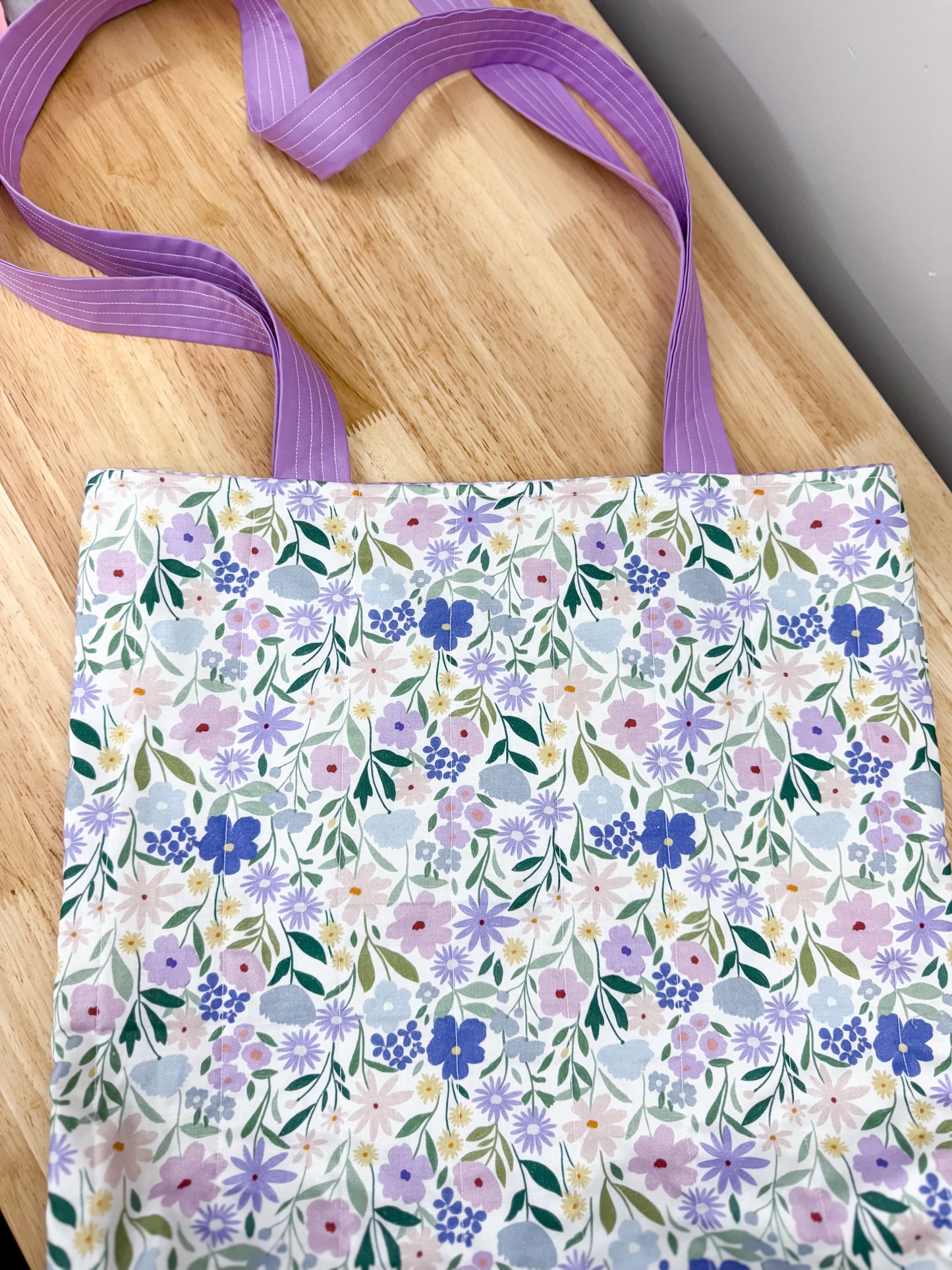 Charlotte Quilted Tote Purple Wildflower