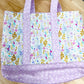 Boho Purple Wildflower Memaw Pocket Tote Bag (Medium)