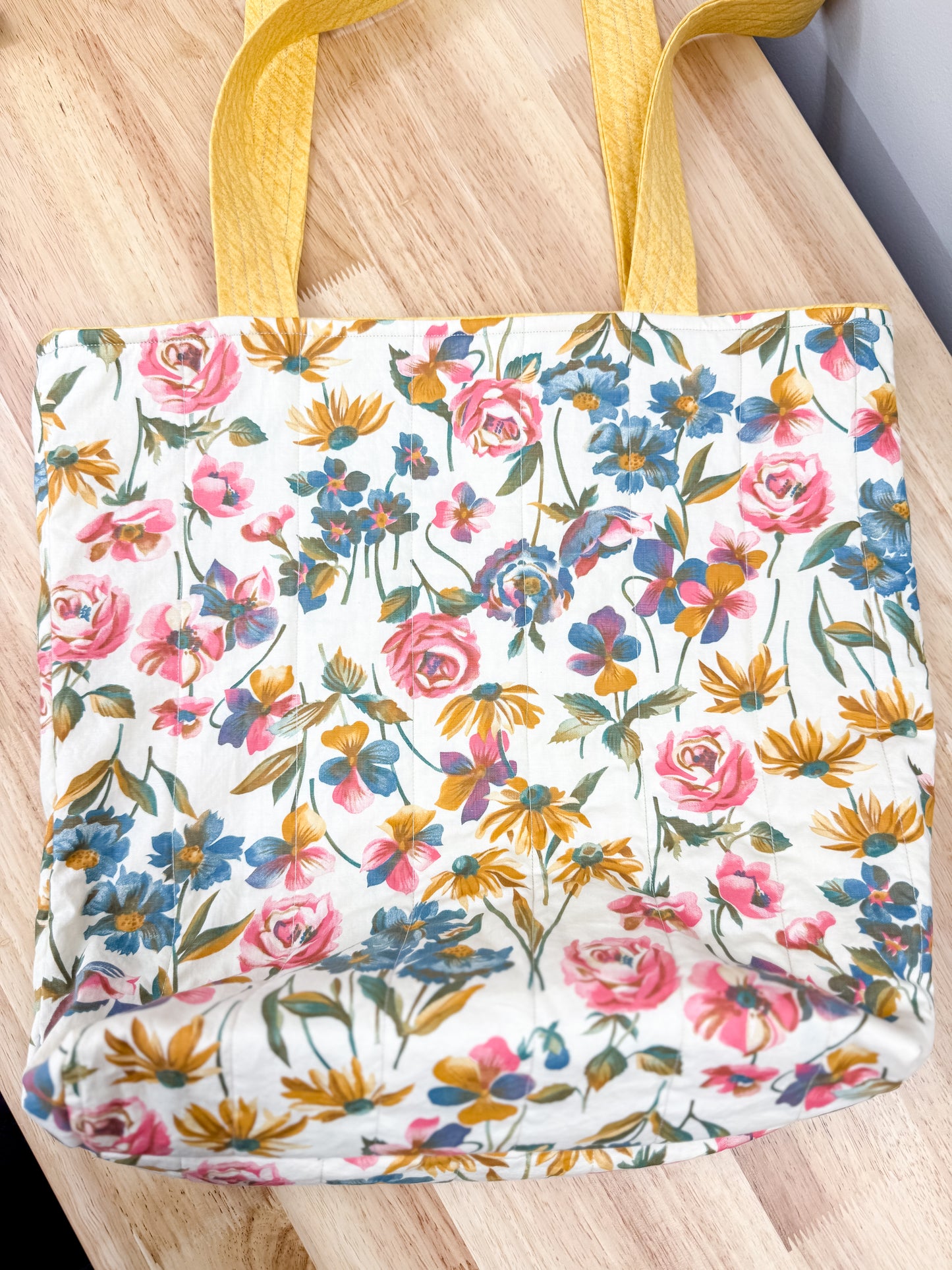 Cottage Wildflower Vintage Charlotte Quilted Tote Bag