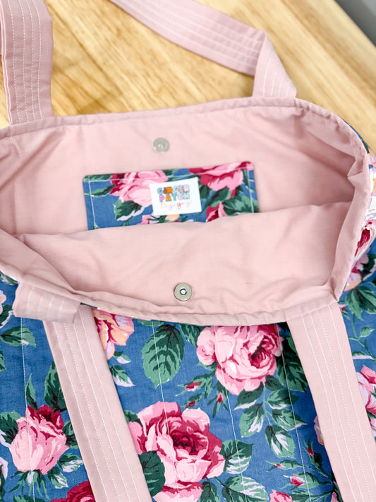 Cottage Rose Vintage Charlotte Quilted Tote Bag