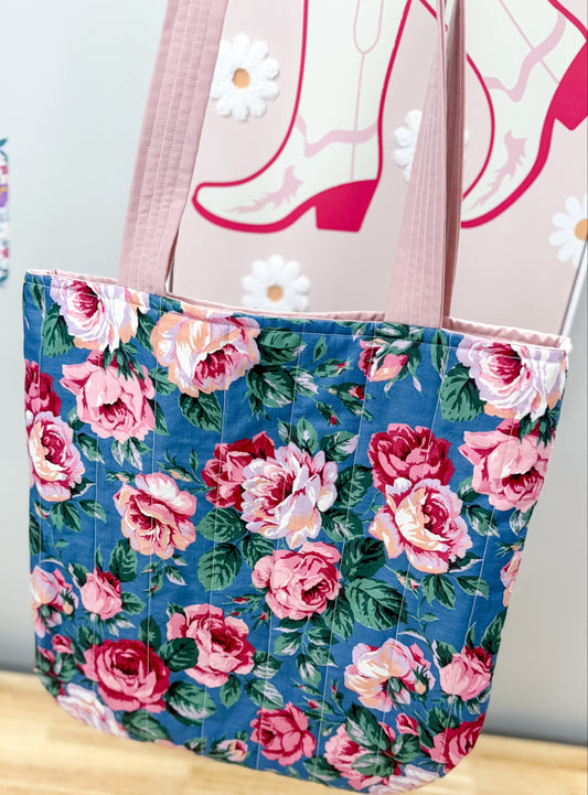 Cottage Rose Vintage Charlotte Quilted Tote Bag