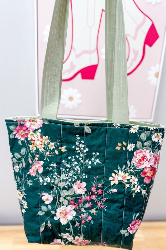Cottage Green Vintage Charlotte Quilted Tote Bag