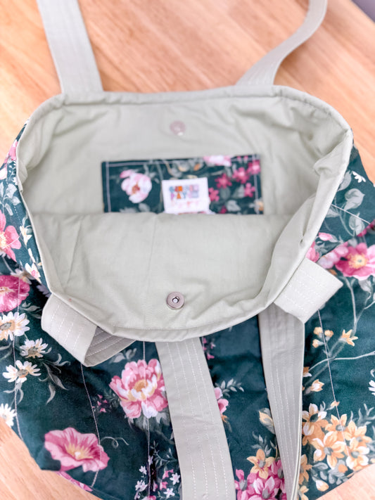 Cottage Green Vintage Charlotte Quilted Tote Bag