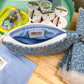 Ditsy Blue Hearts Vintage Quilted Keychain Wallet