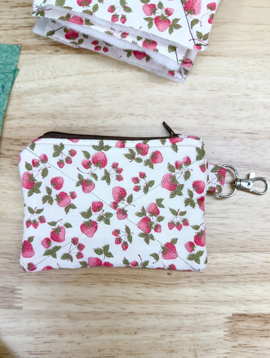 Chocolate Strawberries Vintage Quilted Keychain Wallet