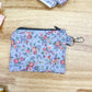 Summer Blue Floral Vintage Quilted Keychain Wallet