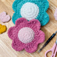 Retro Daisy Plush Decor ~ Set of 2 Blue and Pink ~ Handmade Crochet