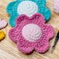 Retro Daisy Plush Decor ~ Set of 2 Blue and Pink ~ Handmade Crochet