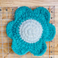 Retro Daisy Plush Decor ~ Set of 2 Blue and Pink ~ Handmade Crochet