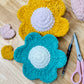 Retro Daisy Plush Decor ~ Blue, Pink, Yellow Crochet Decor