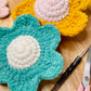 Retro Daisy Plush Decor ~ Set of 2 Yellow and Blue ~ Handmade Crochet