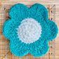 Retro Daisy Plush Decor ~ Set of 2 Yellow and Blue ~ Handmade Crochet