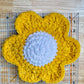 Retro Daisy Plush Decor ~ Set of 2 Yellow and Blue ~ Handmade Crochet