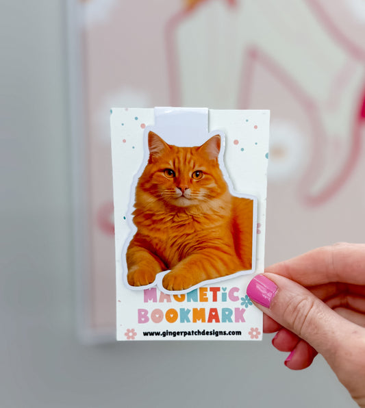Orange Long Hair Cat Magnetic Bookmark