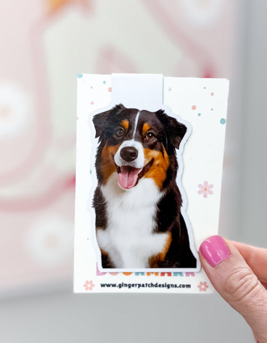 Black Tri-Color Aussie Magnetic Bookmark