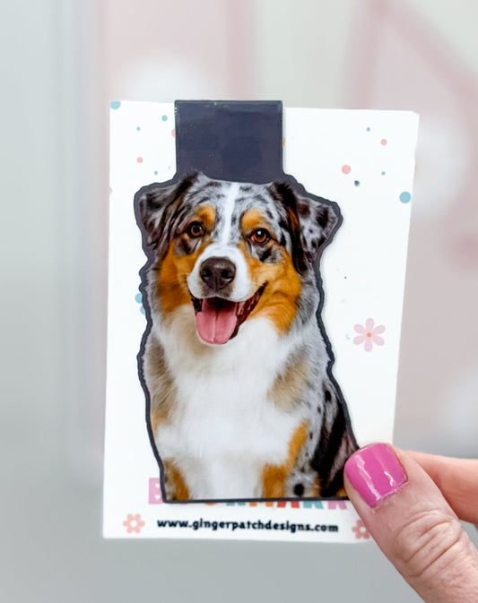 Gray Merle Aussie Magnetic Bookmark
