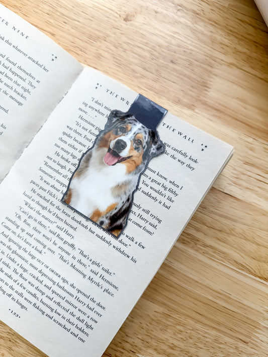 Gray Merle Aussie Magnetic Bookmark