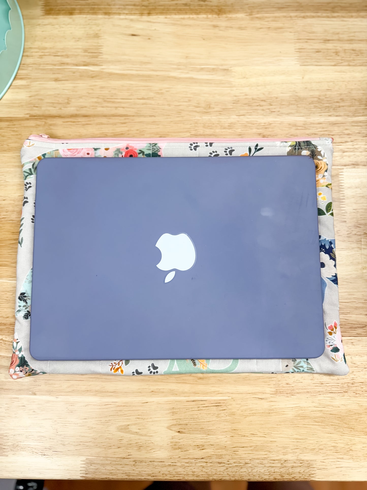 Gray Floral Dog Cat Padded Laptop Bag