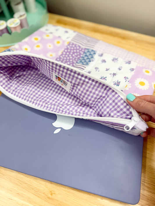 Purple Cottage Patchwork Quilted Laptop Bag