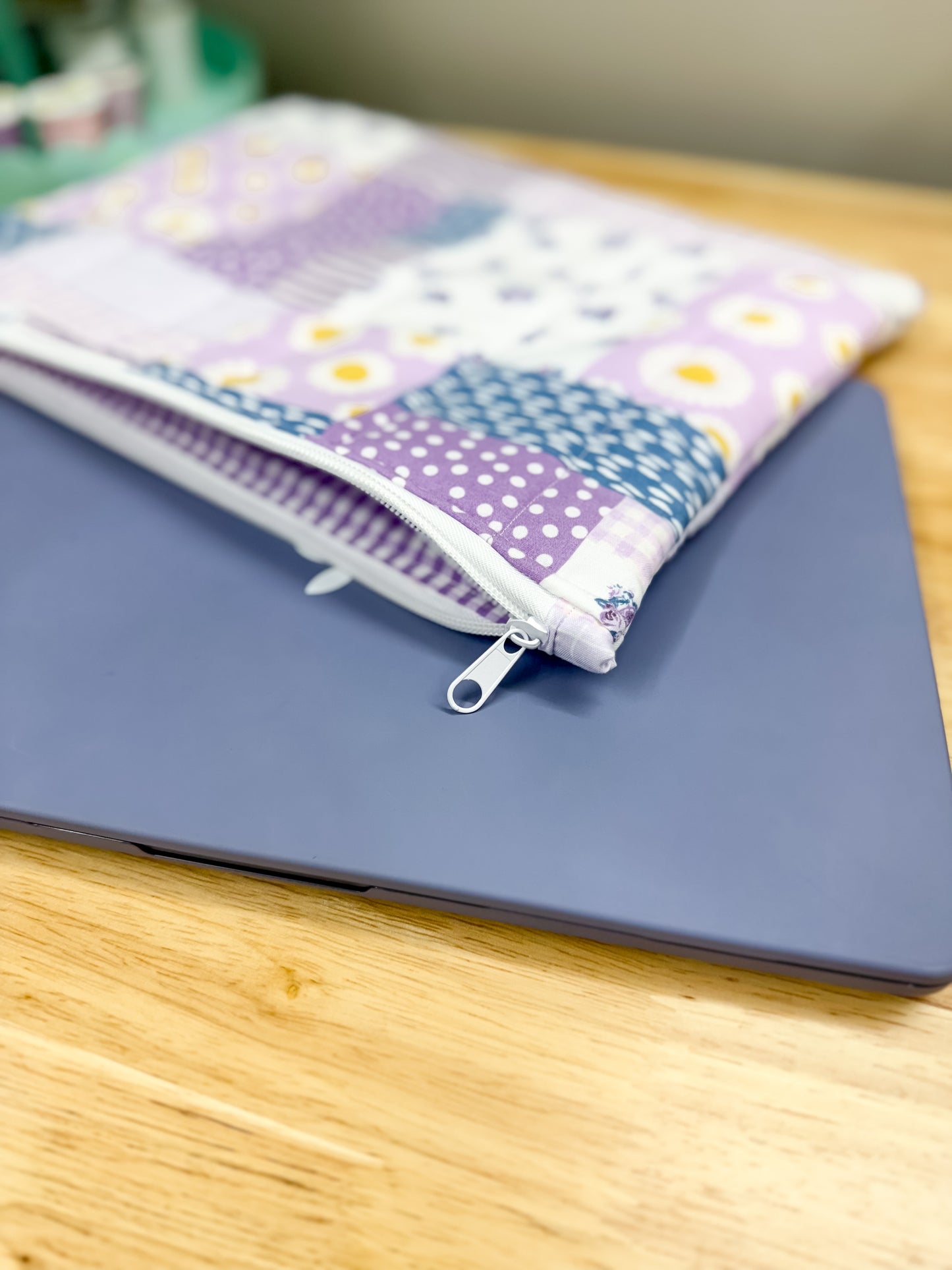 Purple Cottage Patchwork Quilted Laptop Bag