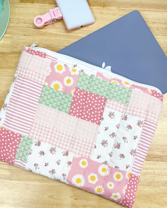 Pink Cottage Patchwork Quilted Laptop Bag
