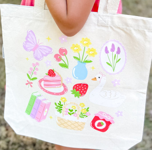Whimsical Cottage Core Canvas Tote Bag