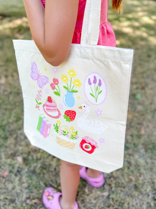Whimsical Cottage Core Canvas Tote Bag
