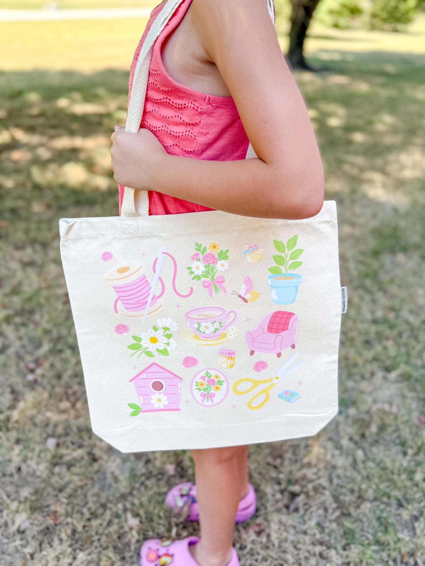 Whimsical Sewing Canvas Tote Bag