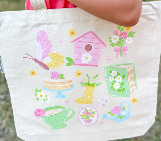 Whimsical Gardening Canvas Tote Bag