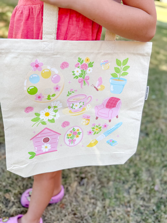 Whimsical Painting Canvas Tote Bag